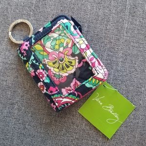 Vera Bradley petal paisley floral print keychain wallet Double Campus ID